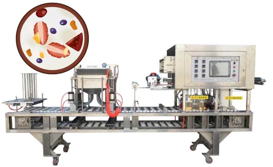 龍應(yīng)谷物酸奶全自動灌裝封口機(jī)
